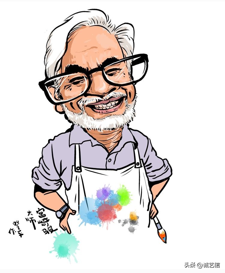 动画大师宫崎骏肖像漫画