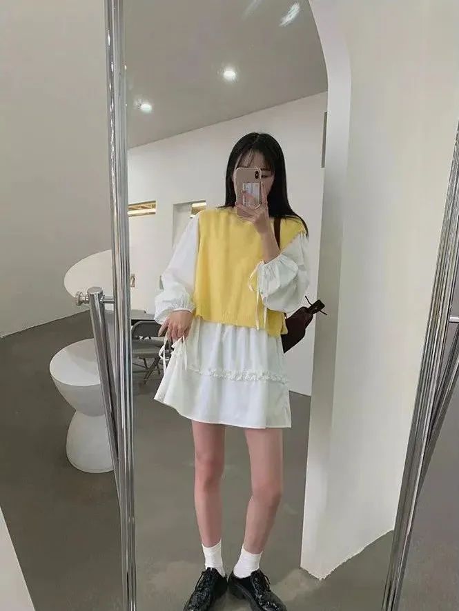 针织马甲棉麻衬衫,针织马甲衬衫下面怎么搭