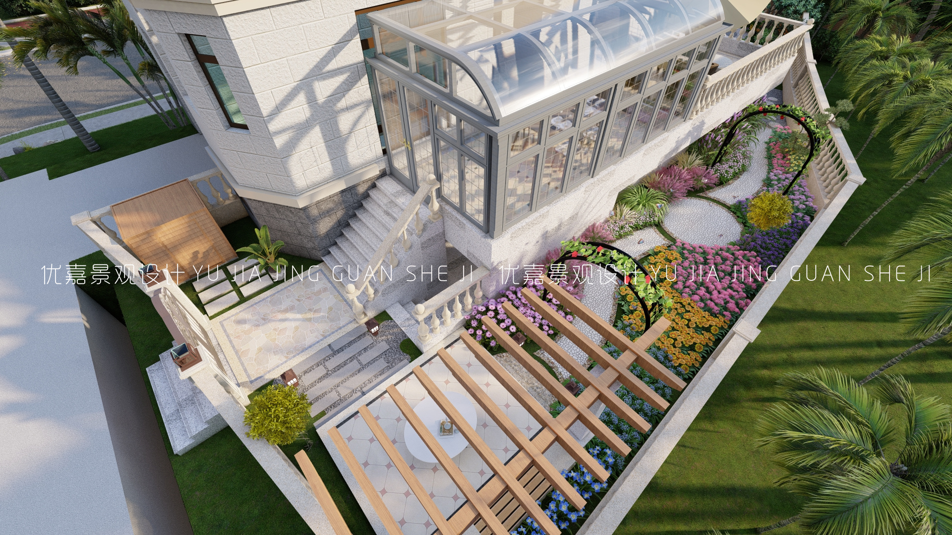 别墅室内庭院花园设计,独栋别墅庭院景观设计说明