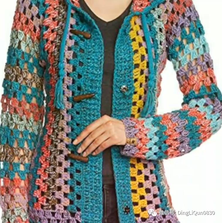 针织开衫作品,带帽针织衫开衫外套彩线