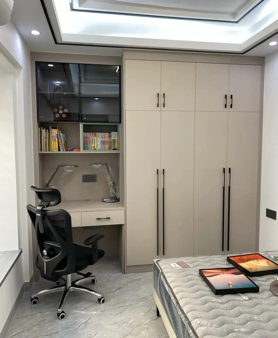 衣柜与学习桌一体效果图,衣柜学习桌一体柜成品