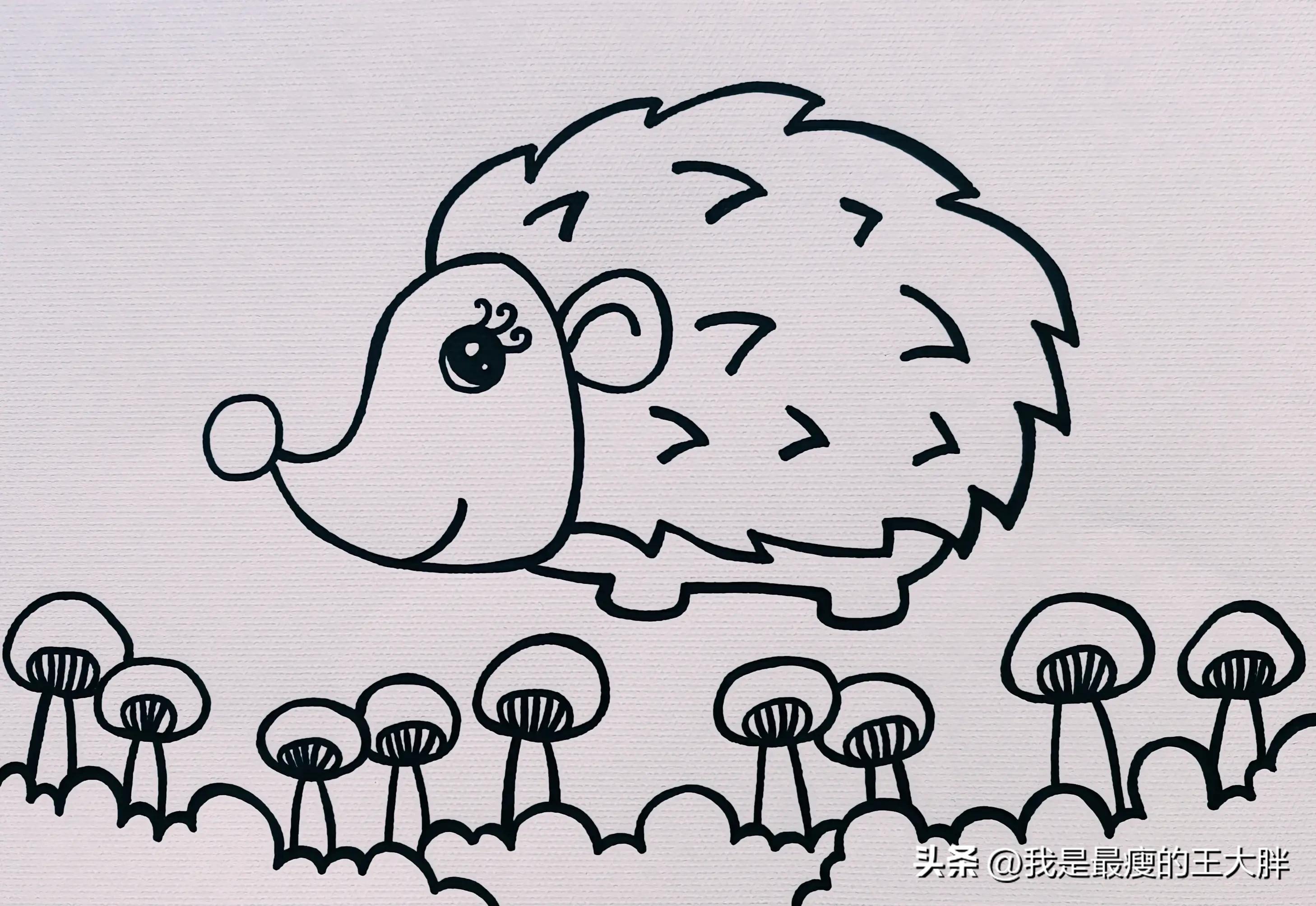 儿童画小刺猬的画法,小刺猬儿童画简笔画