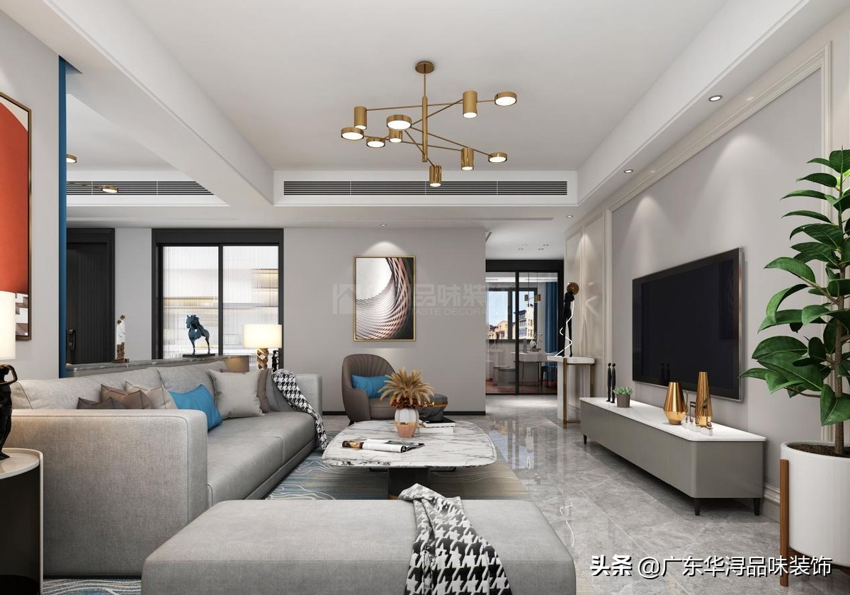 116平红色地板现代轻奢装修风格,140平轻奢木地板装修风格