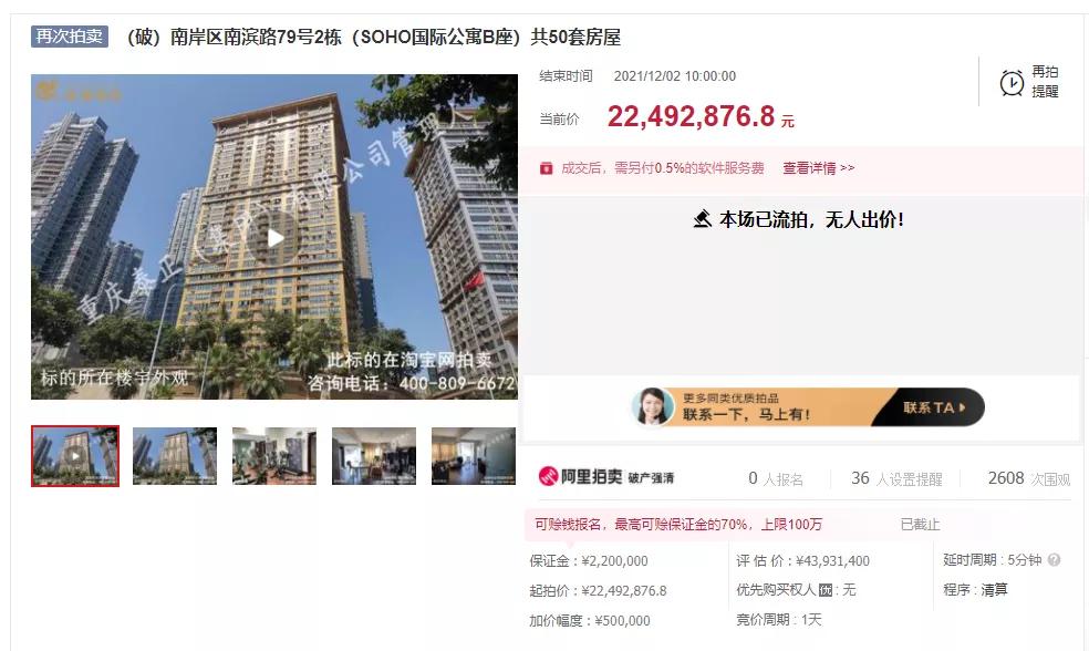 重庆南滨路双子塔的流拍,南滨路双子塔流拍