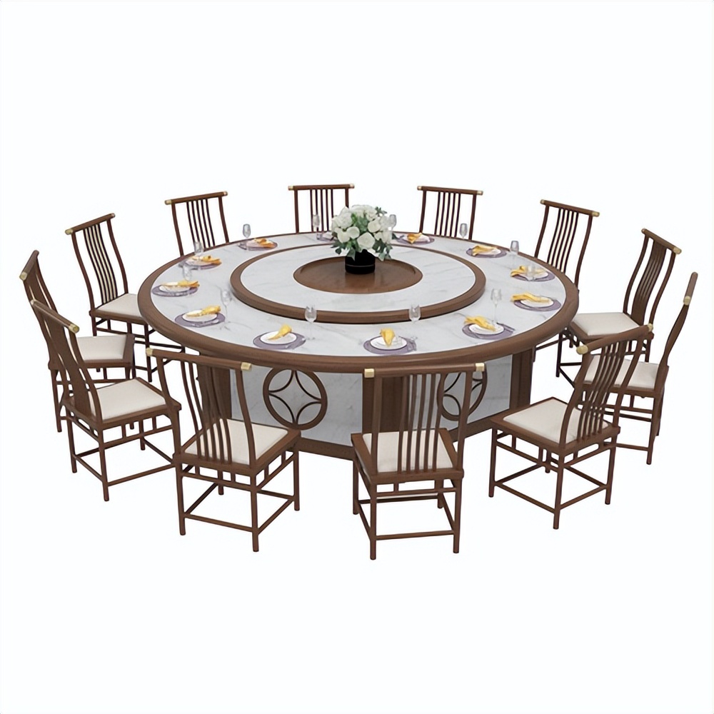 简约实木转盘餐桌佛山,电动大理石转盘餐桌餐厅