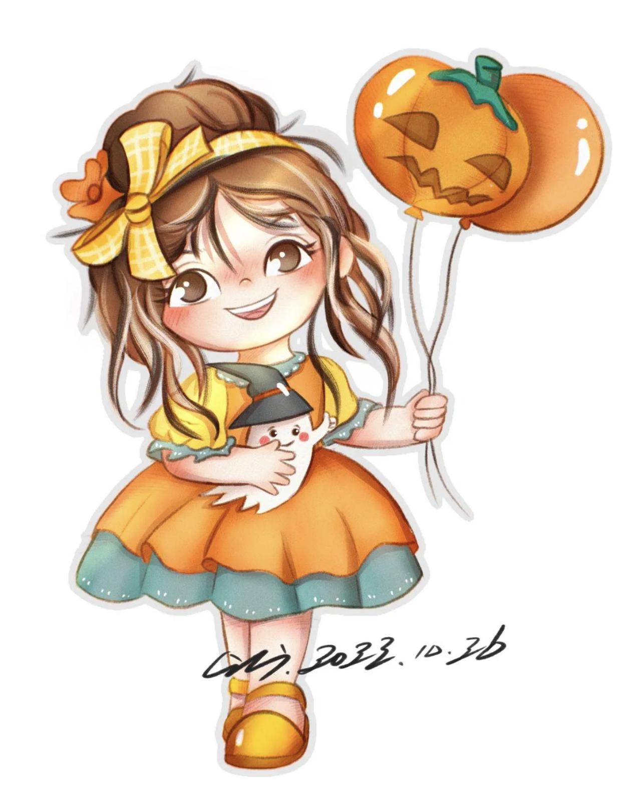 小清新豆豆眼小女孩插画,又凶又可爱的小女孩插画