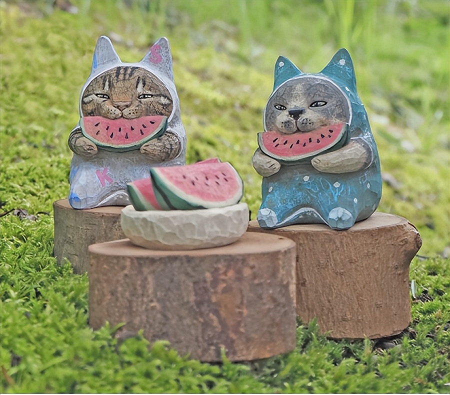 日本艺术家木雕猫,日本木雕猫