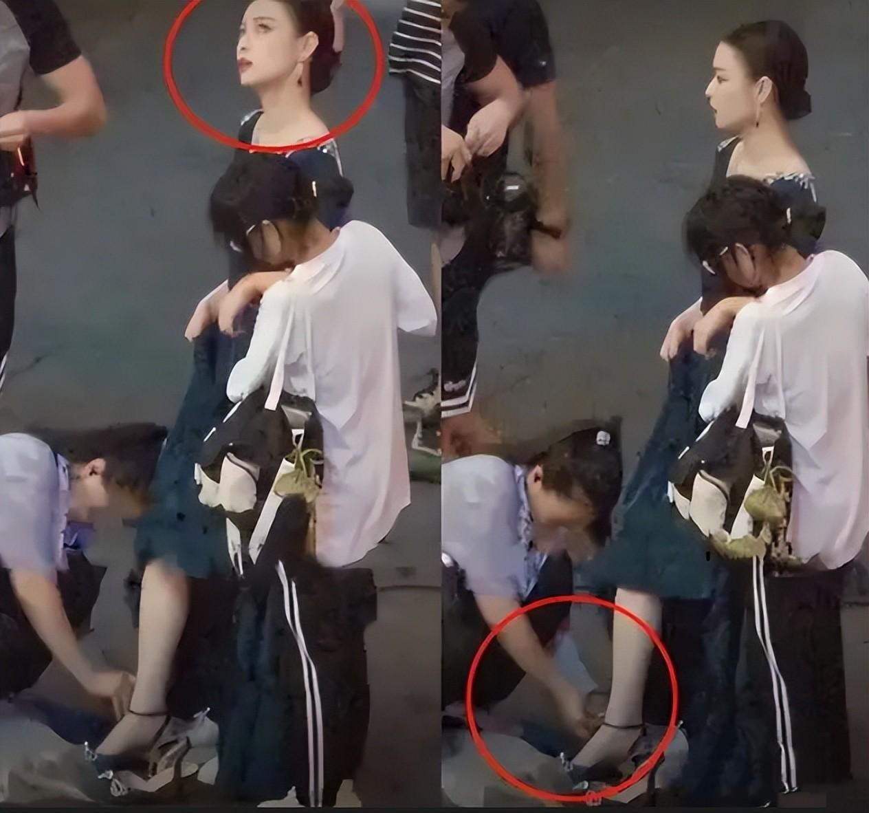 助理伺候明星捏脚,助理伺候明星跪下打伞