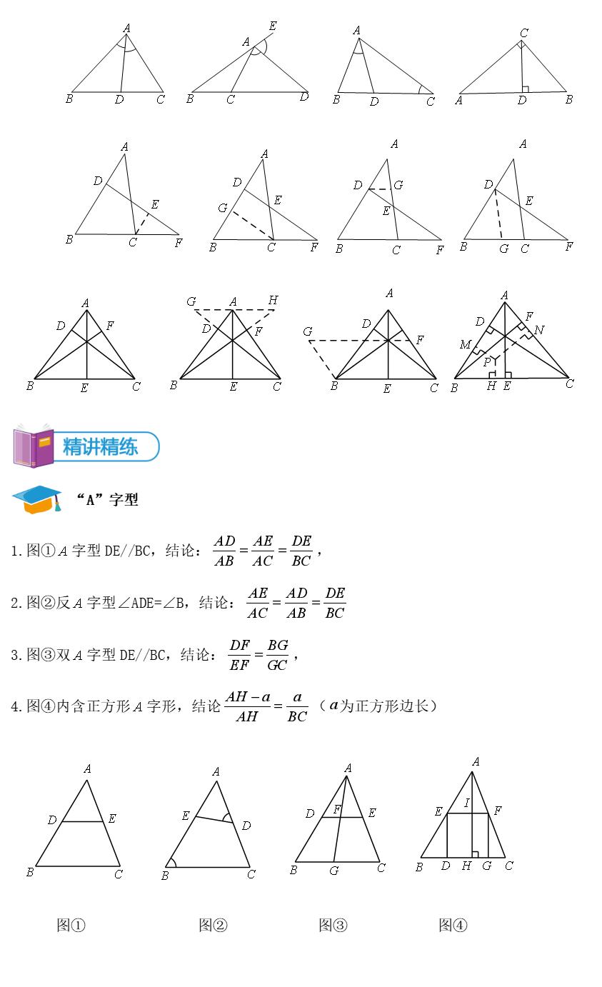 相似三角形八字模型解题技巧,相似三角形知识点总结思维导图