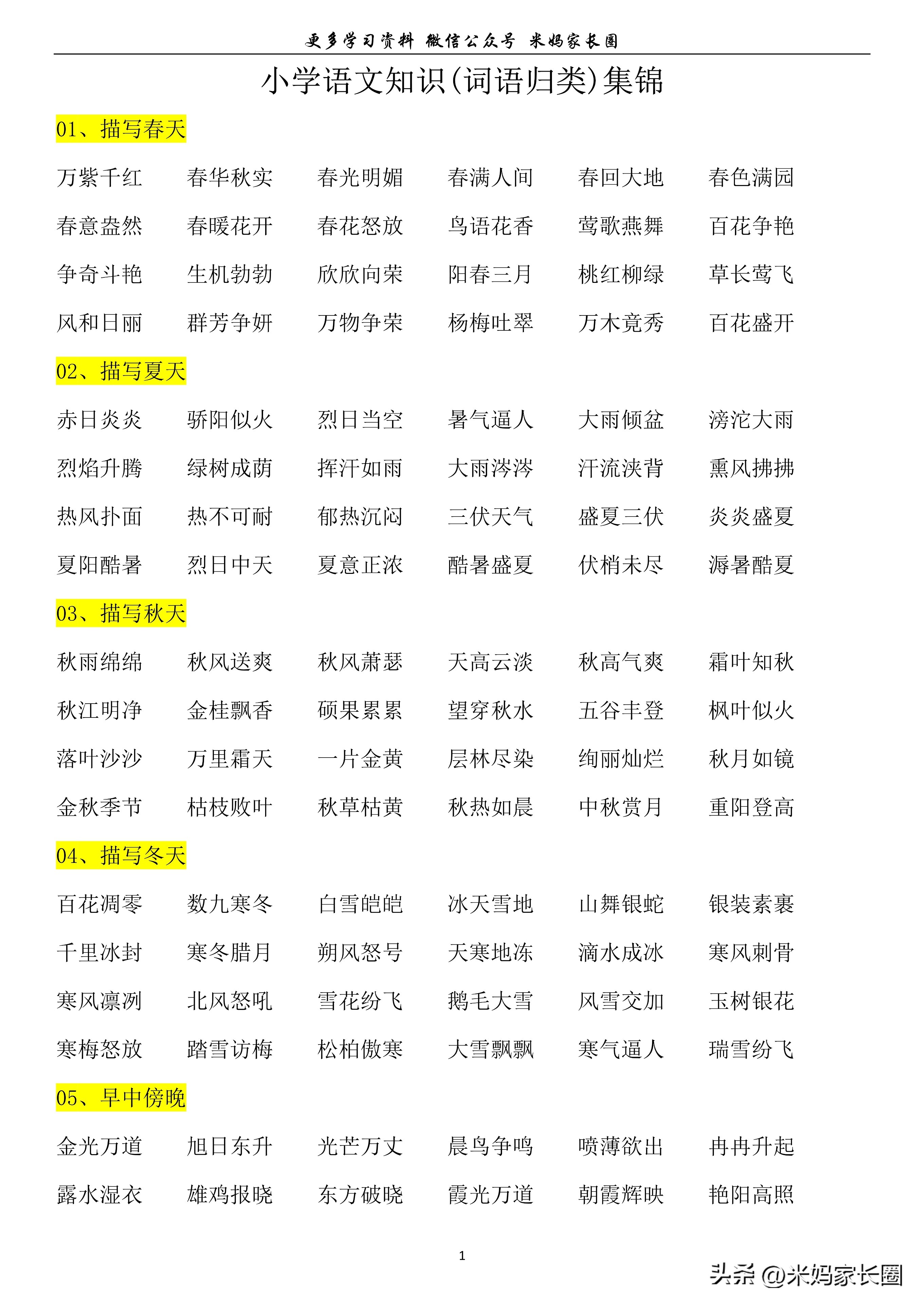 小学语文知识积累大全新版,小学语文日积月累知识点汇总