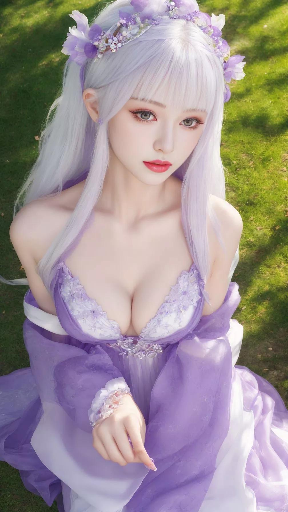 ai绘画国漫紫色礼服裙女神,二次元ai绘画美女壁纸