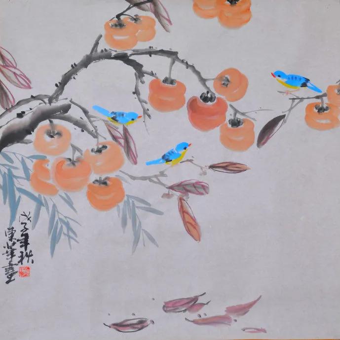 国画梅花与喜鹊的寓意,喜鹊柿子画寓意