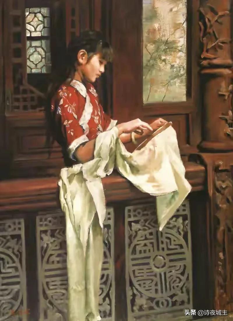 潘鸿海与陈逸飞油画展,潘鸿海油画抱陶罐的女孩