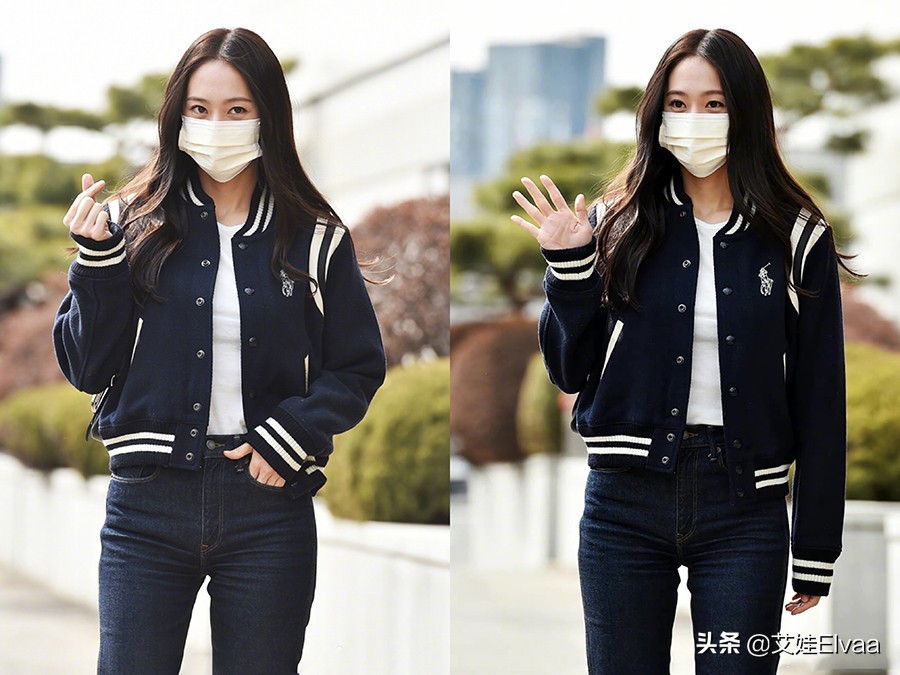 郑秀晶穿格纹西装,郑秀晶凯旋门棒球服