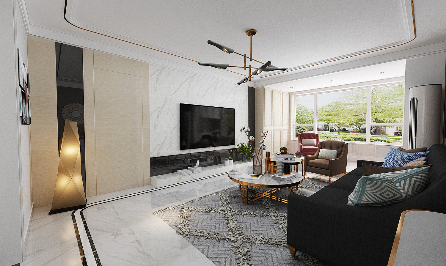 灰色系简约全屋搭配效果图,灰色系简约风格两室一厅装修