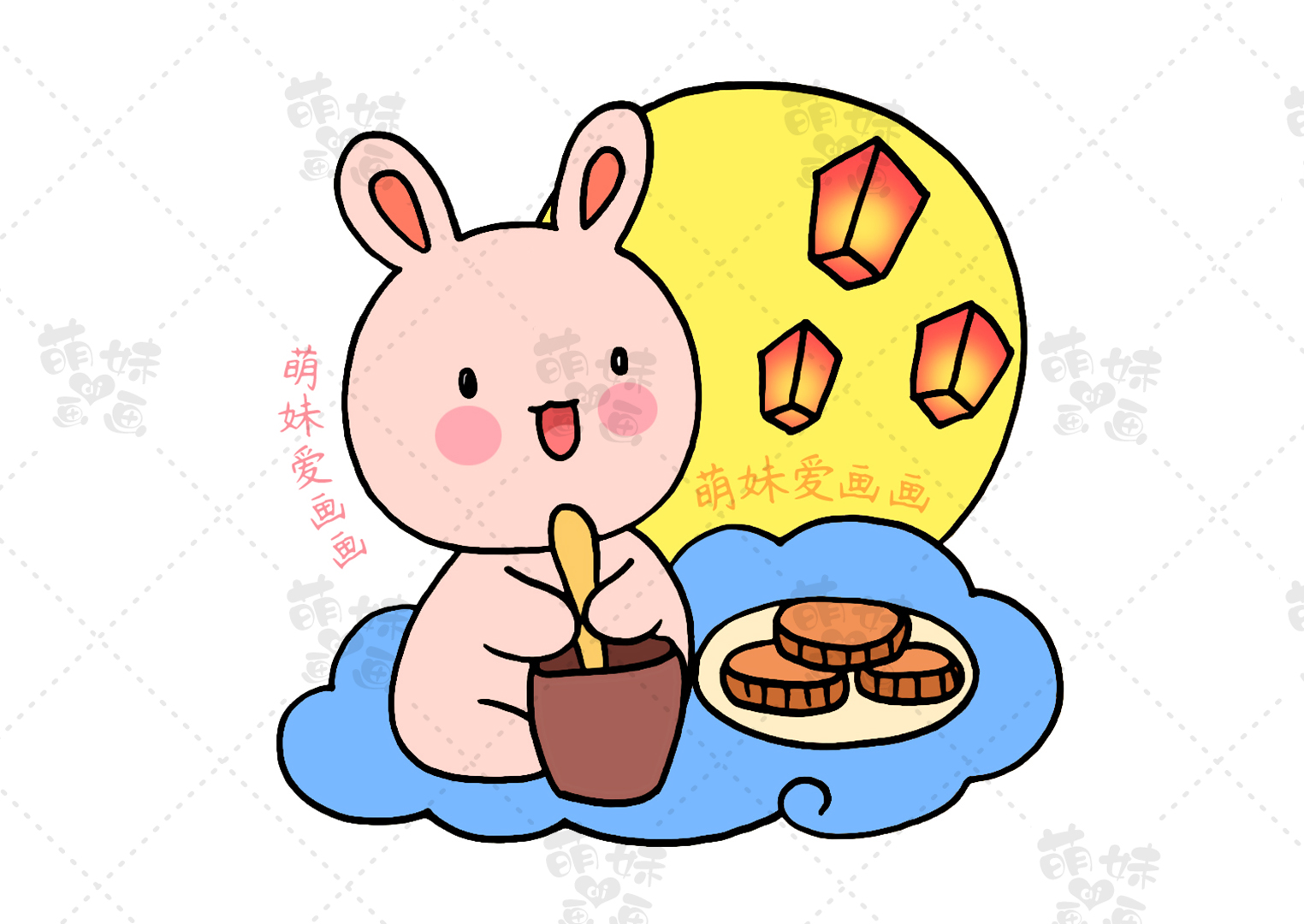 中秋节手抄报嫦娥奔月简笔画,中秋节手抄报人物简笔画