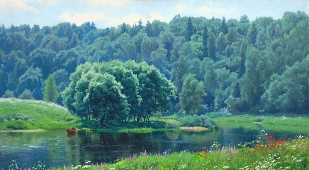 光影很强的油画风景,这油画太美了把光影画到了极致