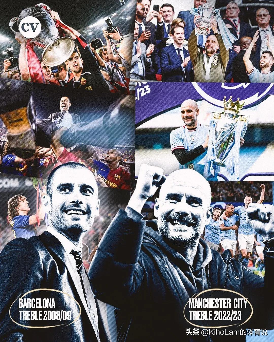 曼城获得三冠王梅西恭贺瓜帅,曼城是冠军英语