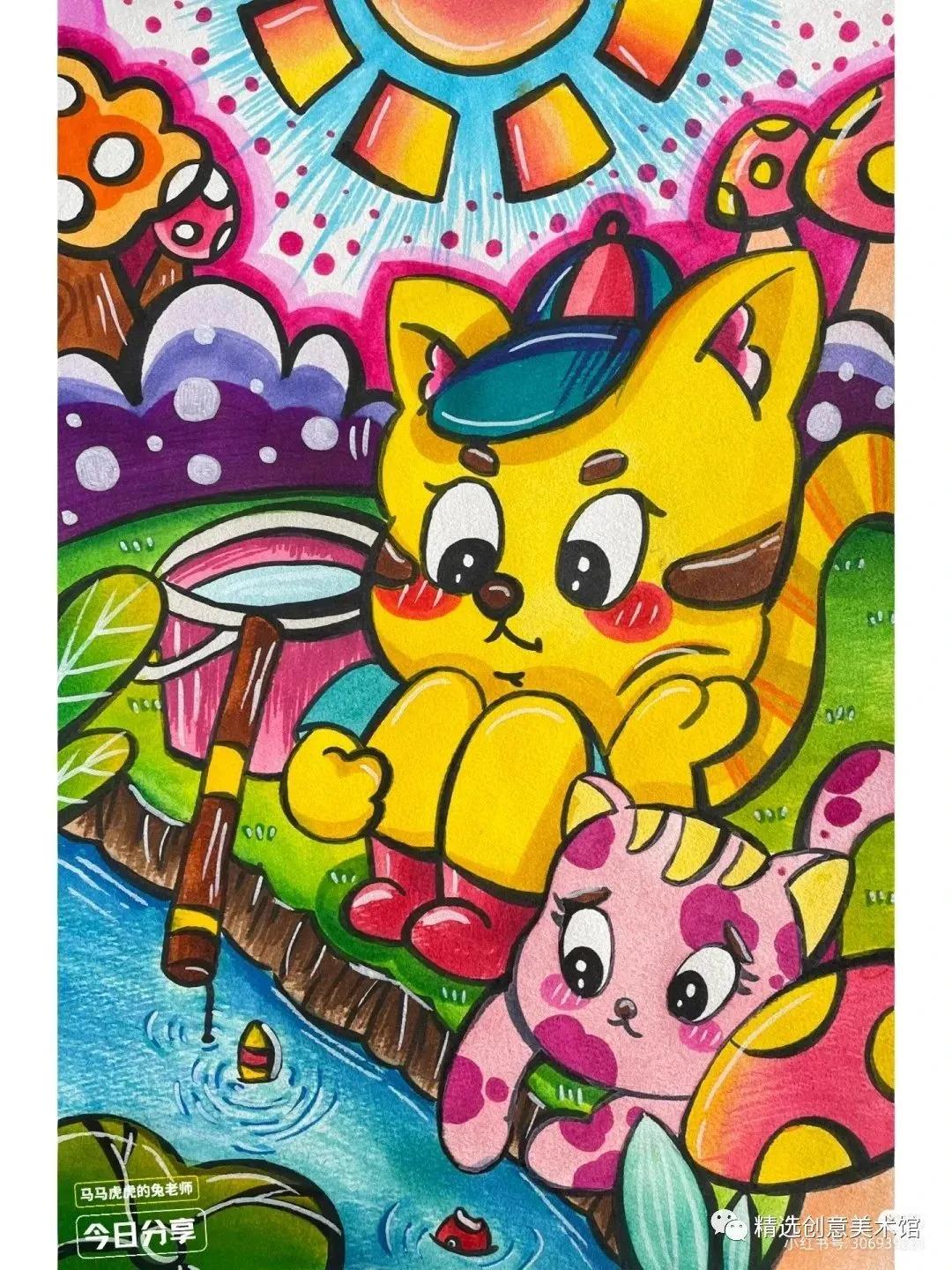 马克笔画儿童故事插画图,儿童简单马克笔绘画创意3-6岁