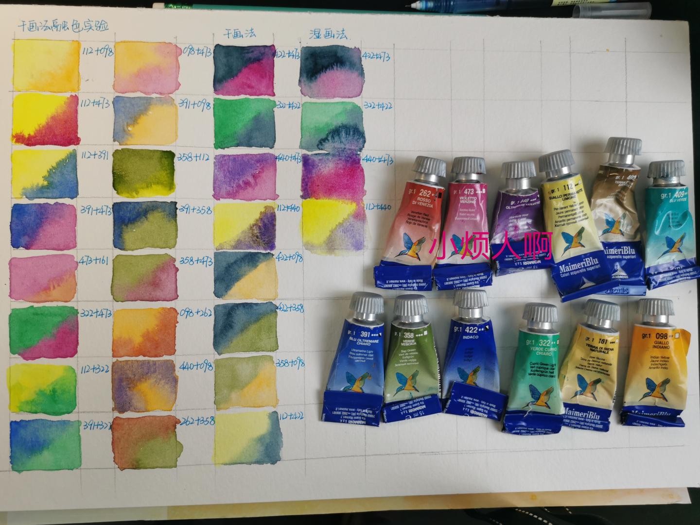 初学者水彩颜料24色水彩工具套装,水彩颜料36色固体水彩套装