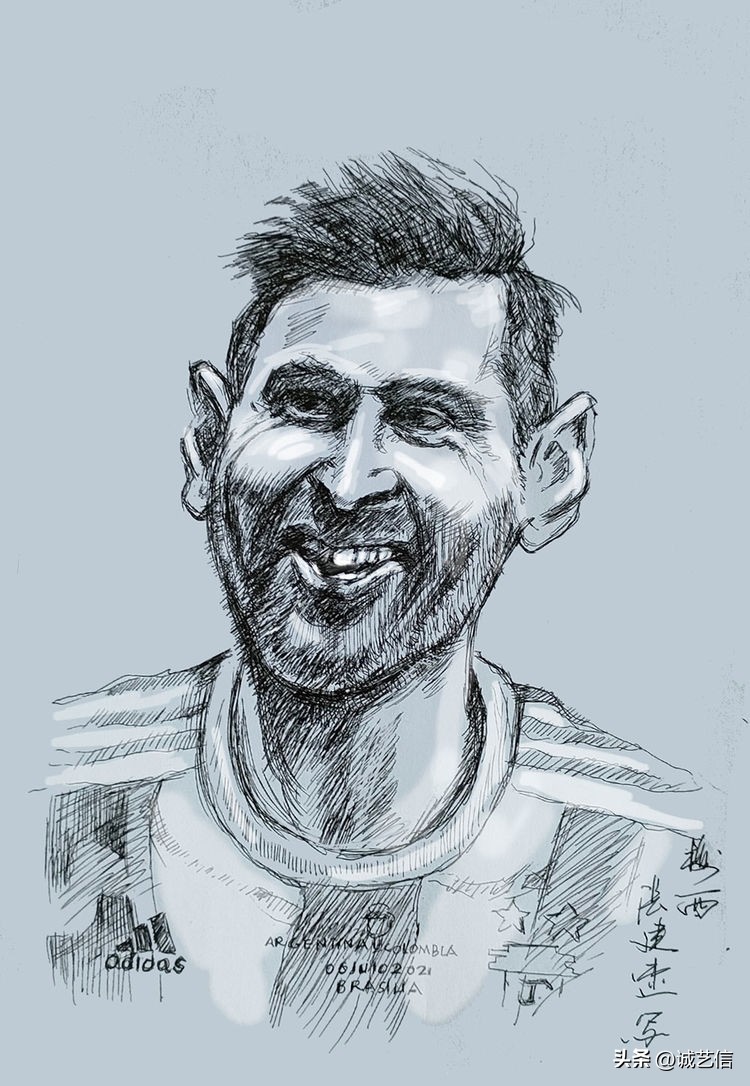 卡塔尔梅西漫画海报,梅西拿着美洲杯来卡塔尔的漫画