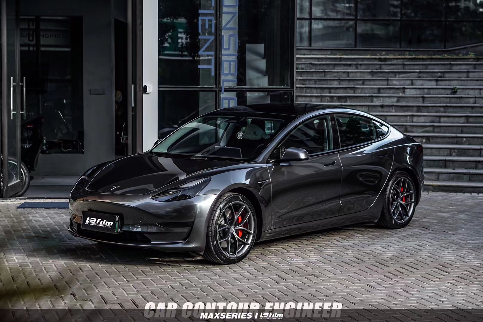 特斯拉y液态深海蓝改色膜,特斯拉贴酷莱特改色膜金属风暴蓝