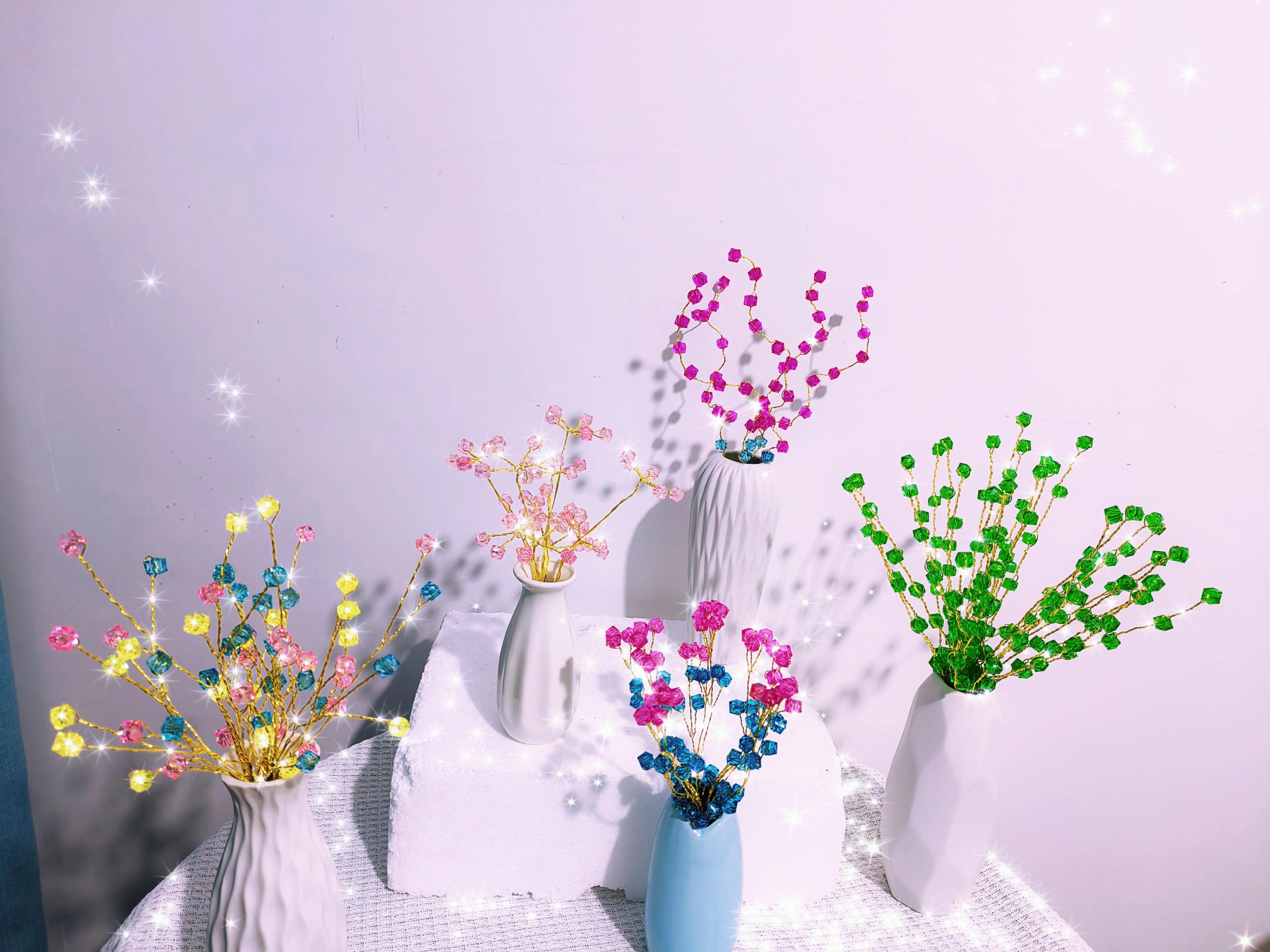 手工串珠花图片,手工串珠花样图片花瓶