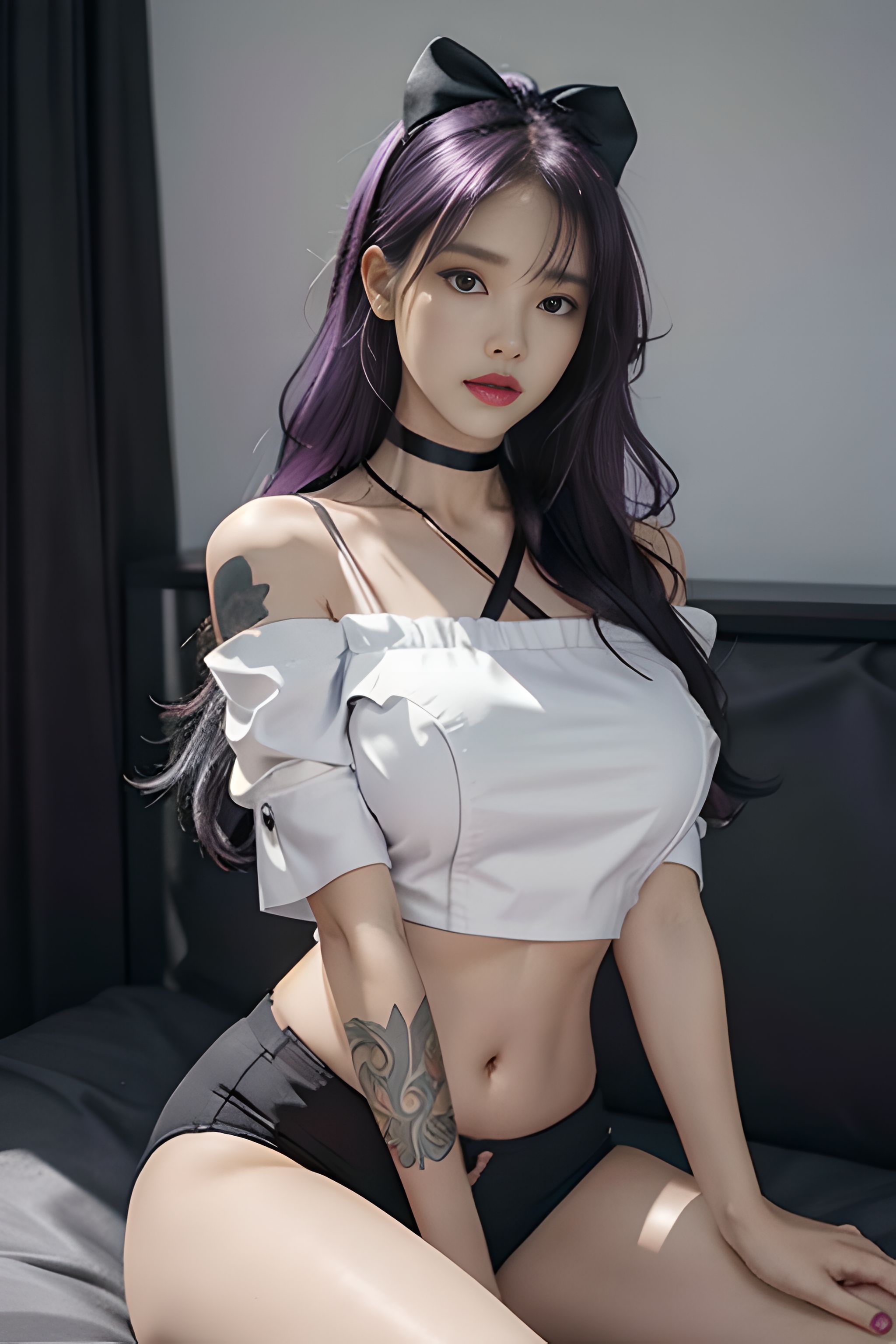 吊带上衣和紧身裤子拉丁舞服,黑色吊带背心蓝色紧身裤