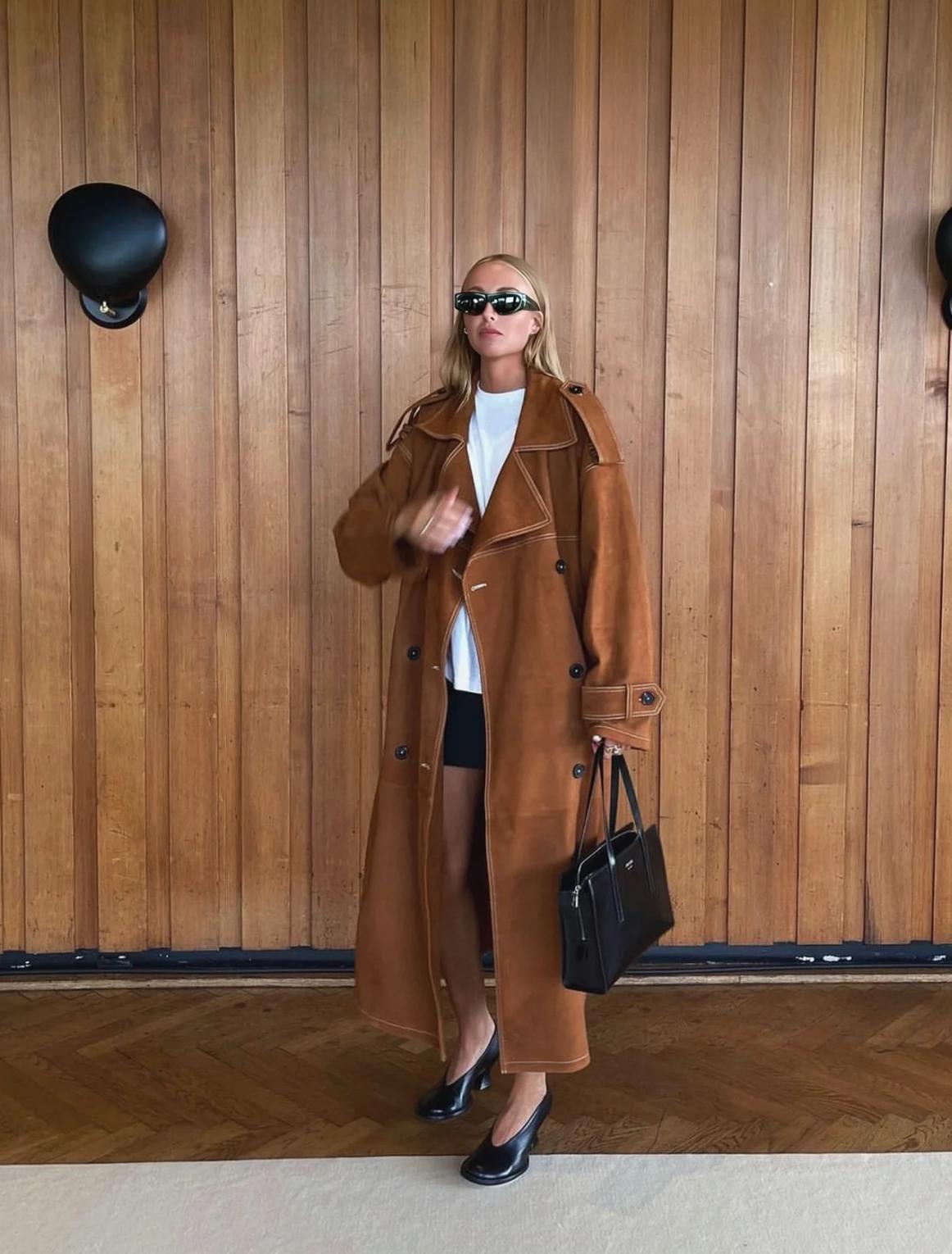 麂皮绒短外套穿搭,麂皮外套复古穿搭