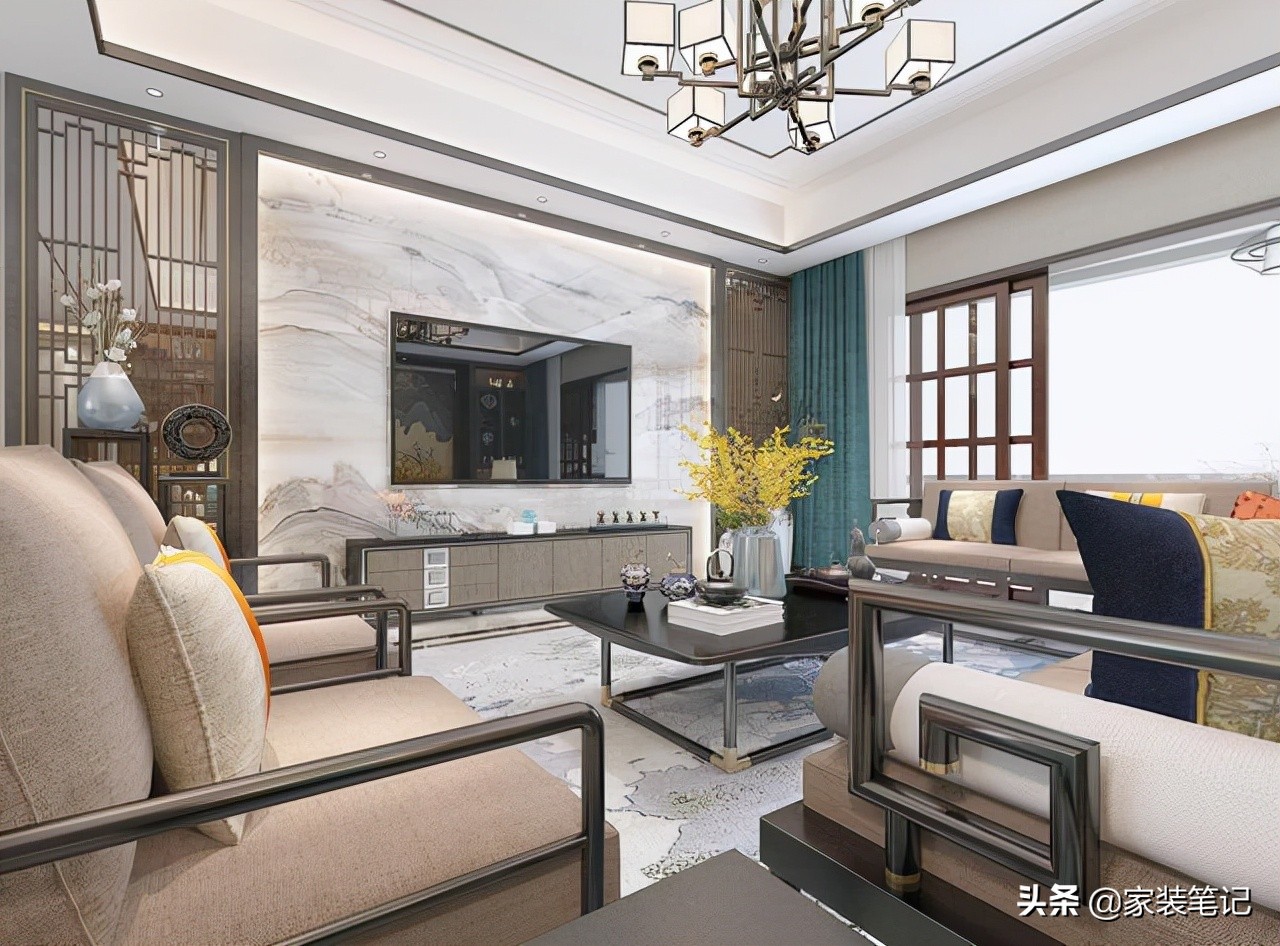 十大经典客厅设计,中式客厅吊顶效果图大全2021款