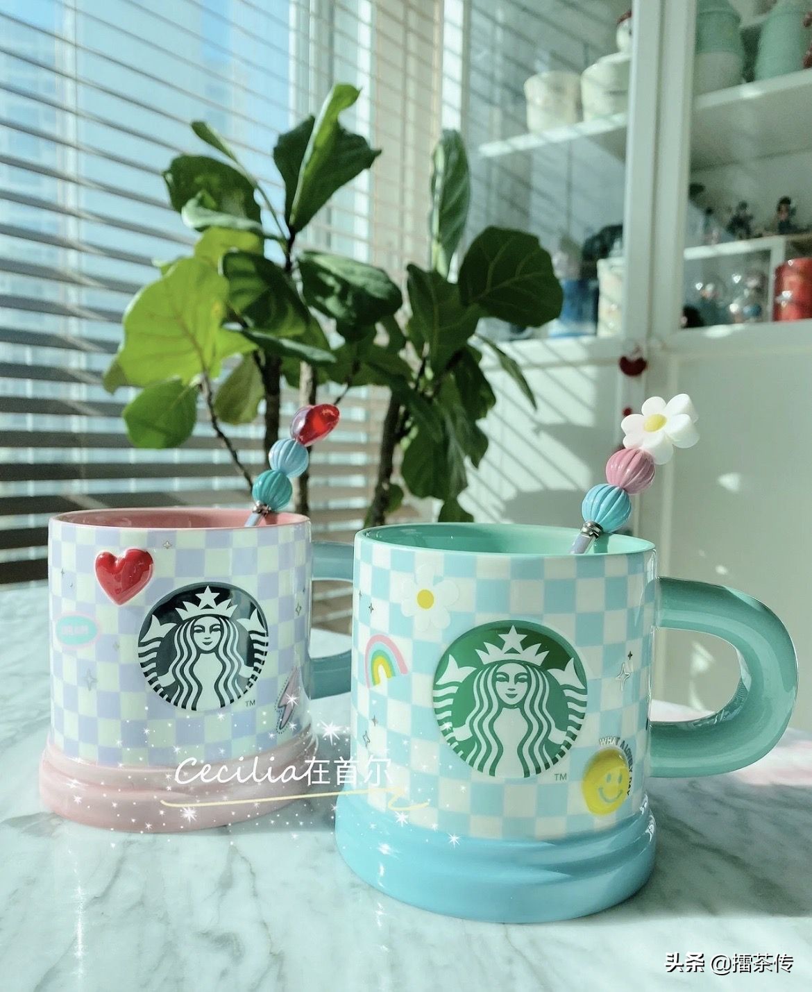 星巴克经典墨绿竖条纹马克杯,马克杯竖纹炫彩星巴克