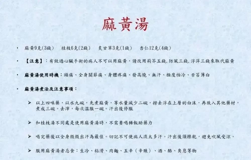 比较全面的中医治感冒图表