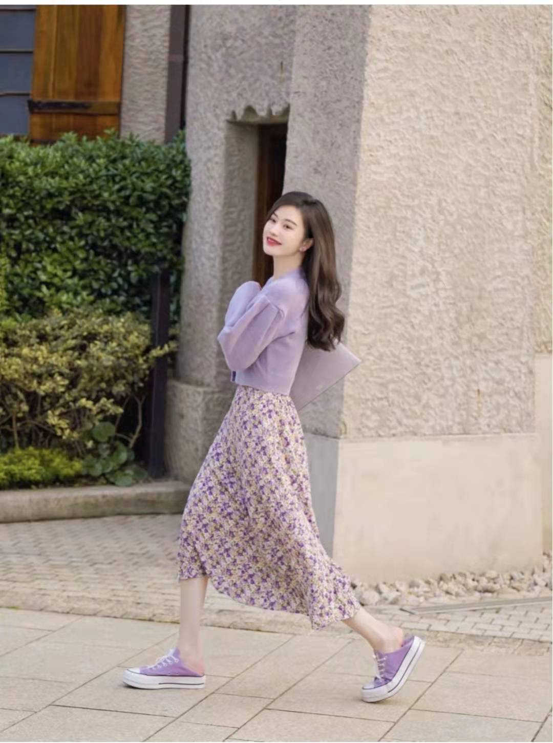 杏色针织开衫配什么内搭图片,针织开衫外套配什么衣服好看