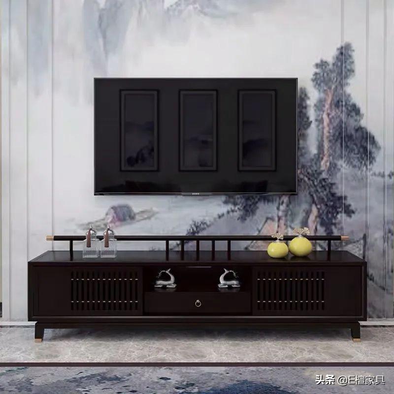 新中式电视柜两边放什么最好,新中式电视柜款式效果图