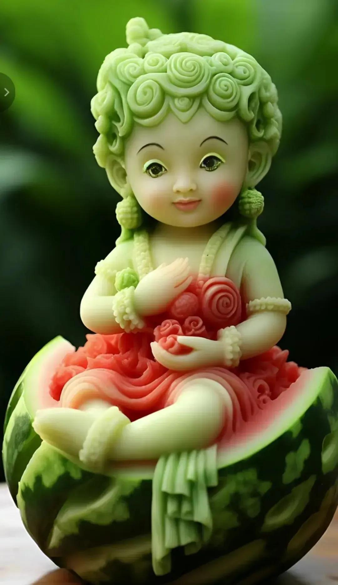 分享靓图赏片——小西瓜挖出来，刀功真的牛爆了。