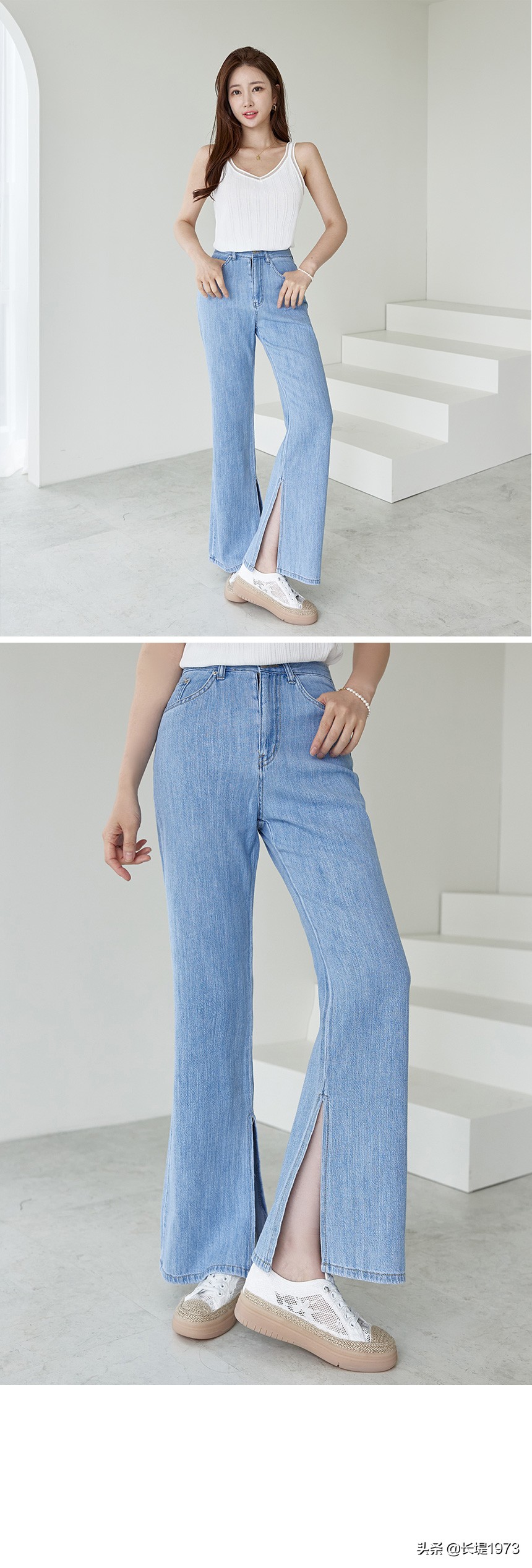 韩版t恤搭配阔腿牛仔裤,t恤别老是搭配牛仔裤
