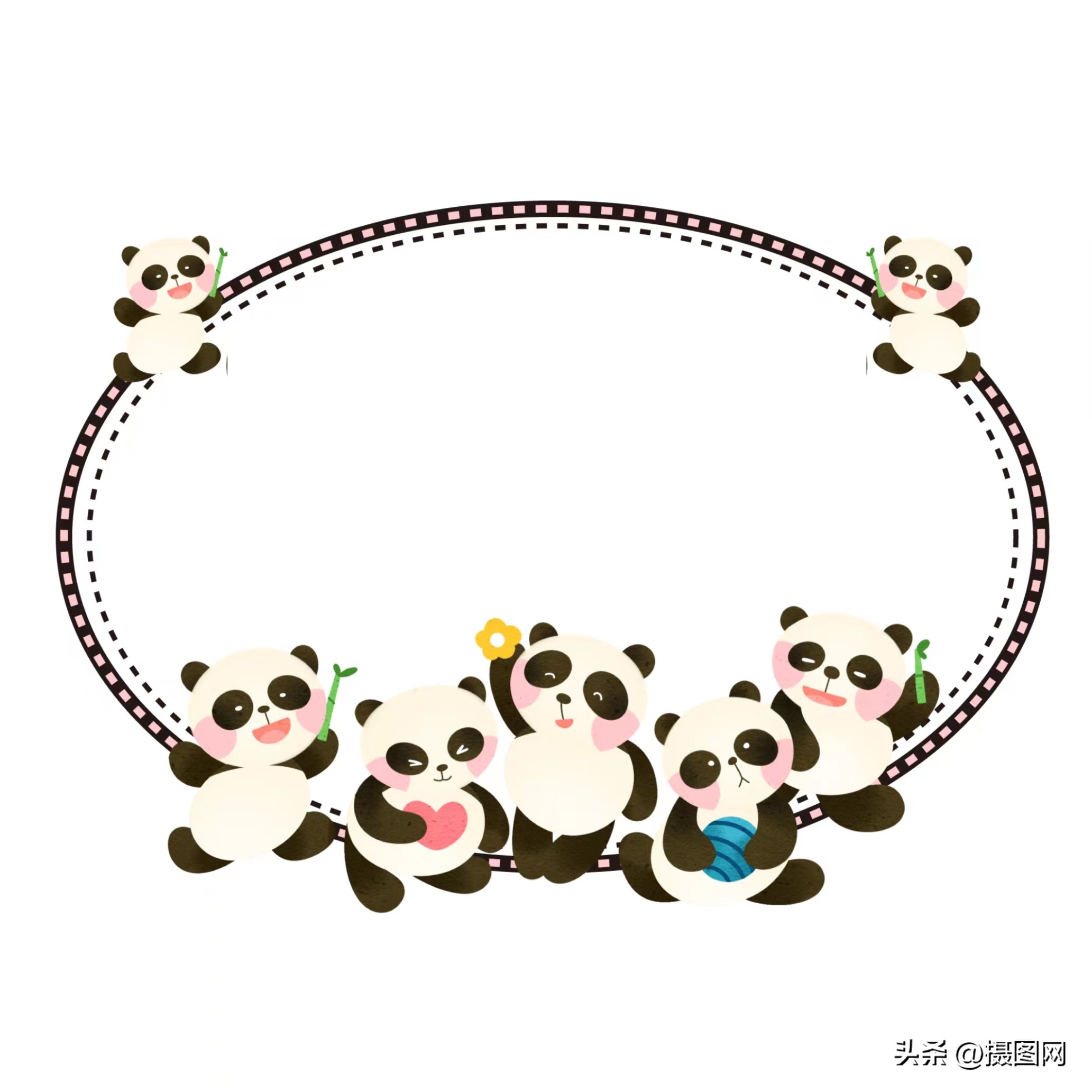 动物可爱边框模板免抠图,装饰小花免抠素材