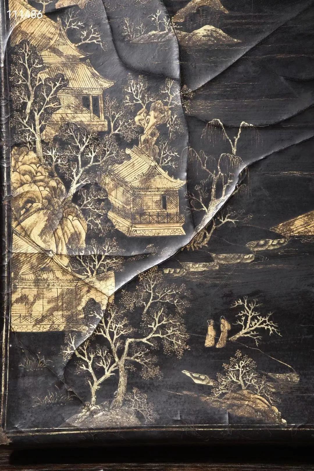 漆器箱子图片,大漆描金画卷盒