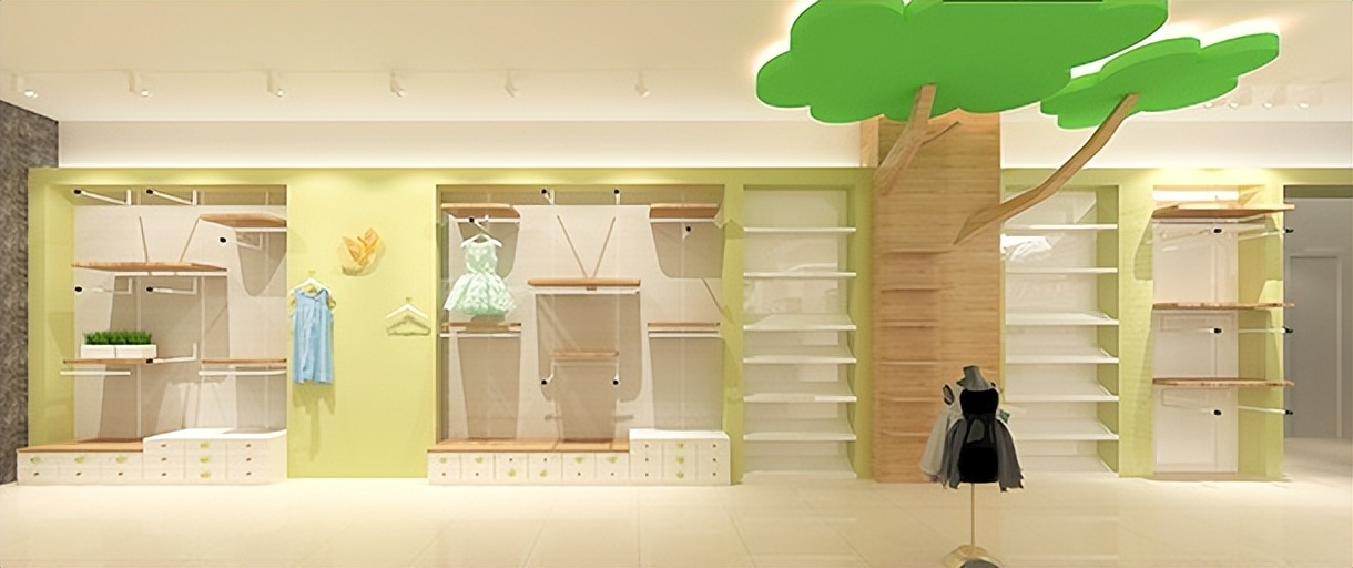 银川童装店设计装修公司推荐|银川木之芽衣童装店设计装修方案