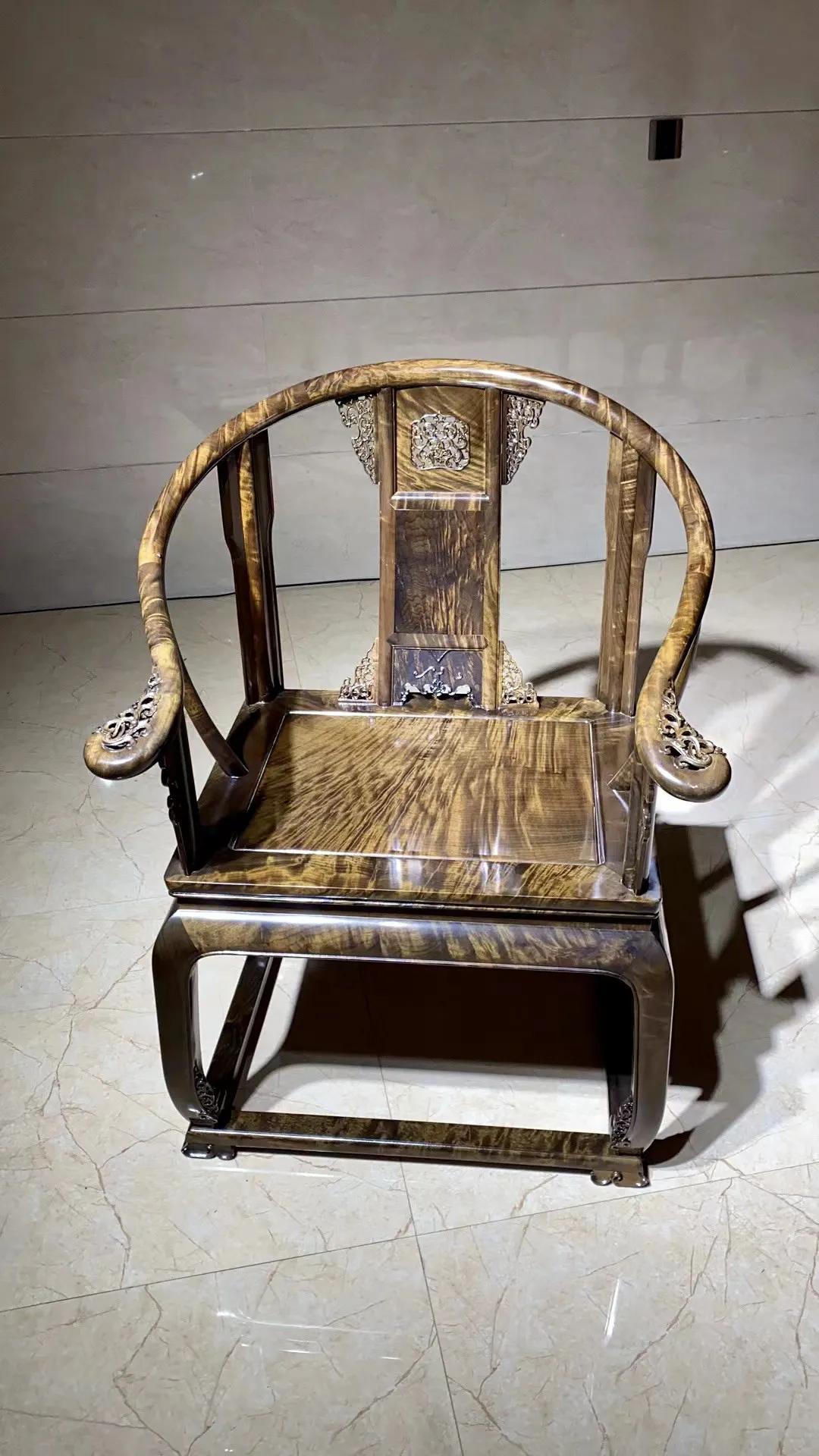 乌木金丝楠皇宫椅三件套,顶级金丝楠乌木厚重椅