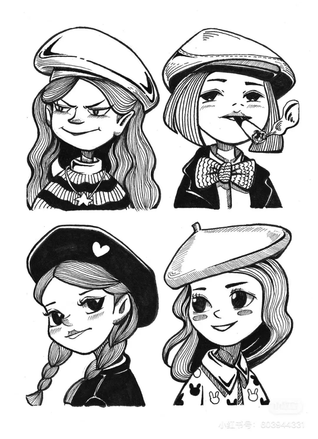 针管笔画线条练习,针管笔黑白装饰画线描