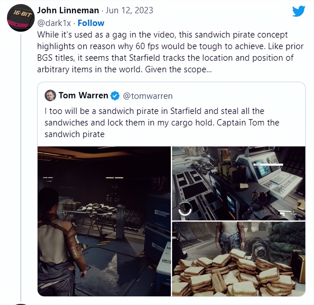 《星空》主机平台锁30帧引争议，堆积成山的三明治或是原因