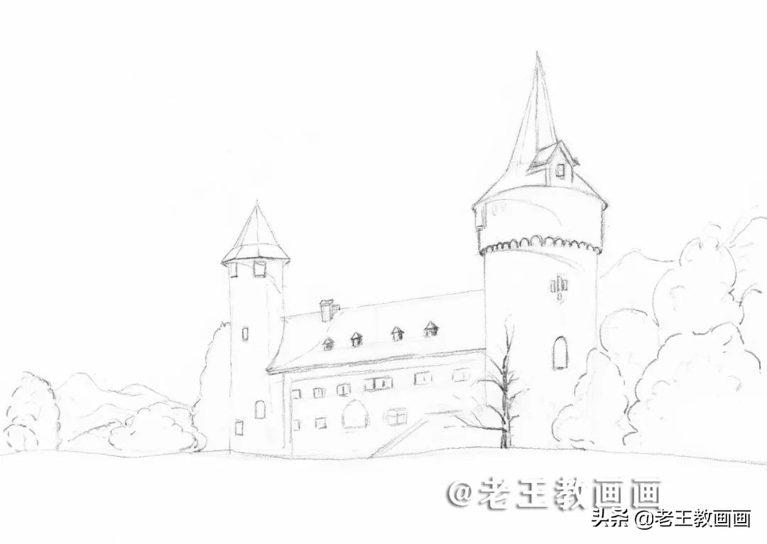 彩铅画风景好看,彩铅画一个城堡