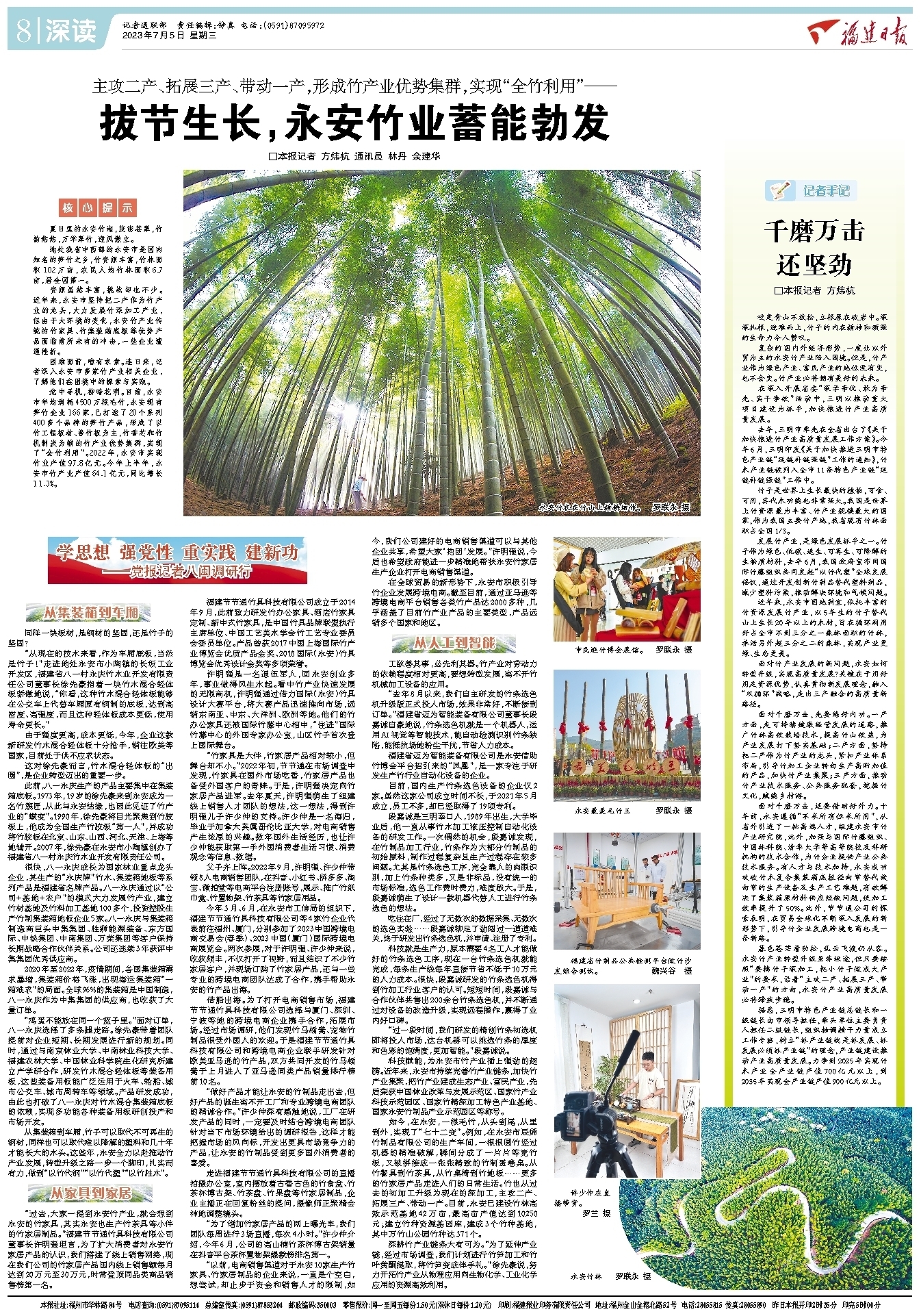 *党**报记者八闽调研行丨拔节生长,永安竹业蓄能勃发